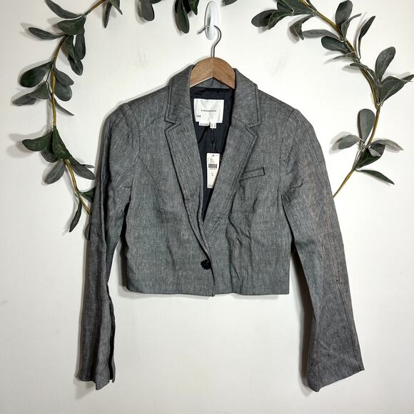 NWT Anthropologie Gray Cropped Blazer - Picture 1 of 6